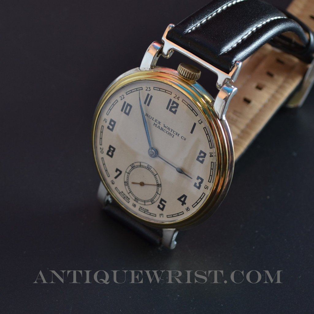 48mm Vintage Mens Rolex Marconi Watch Antique Military Trench Chronometer 1920